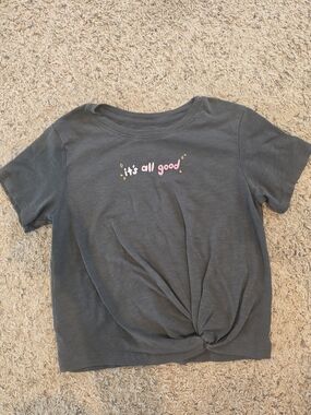 Cat & Jack Charcoal 'it's all good' Short Sleeve Knot Tee